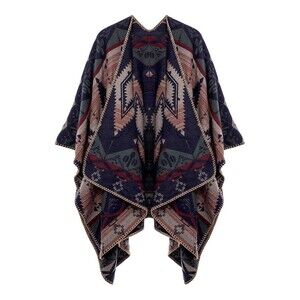 Kollie More Women's Tribal Acrylic Wrap Shawl - Navy